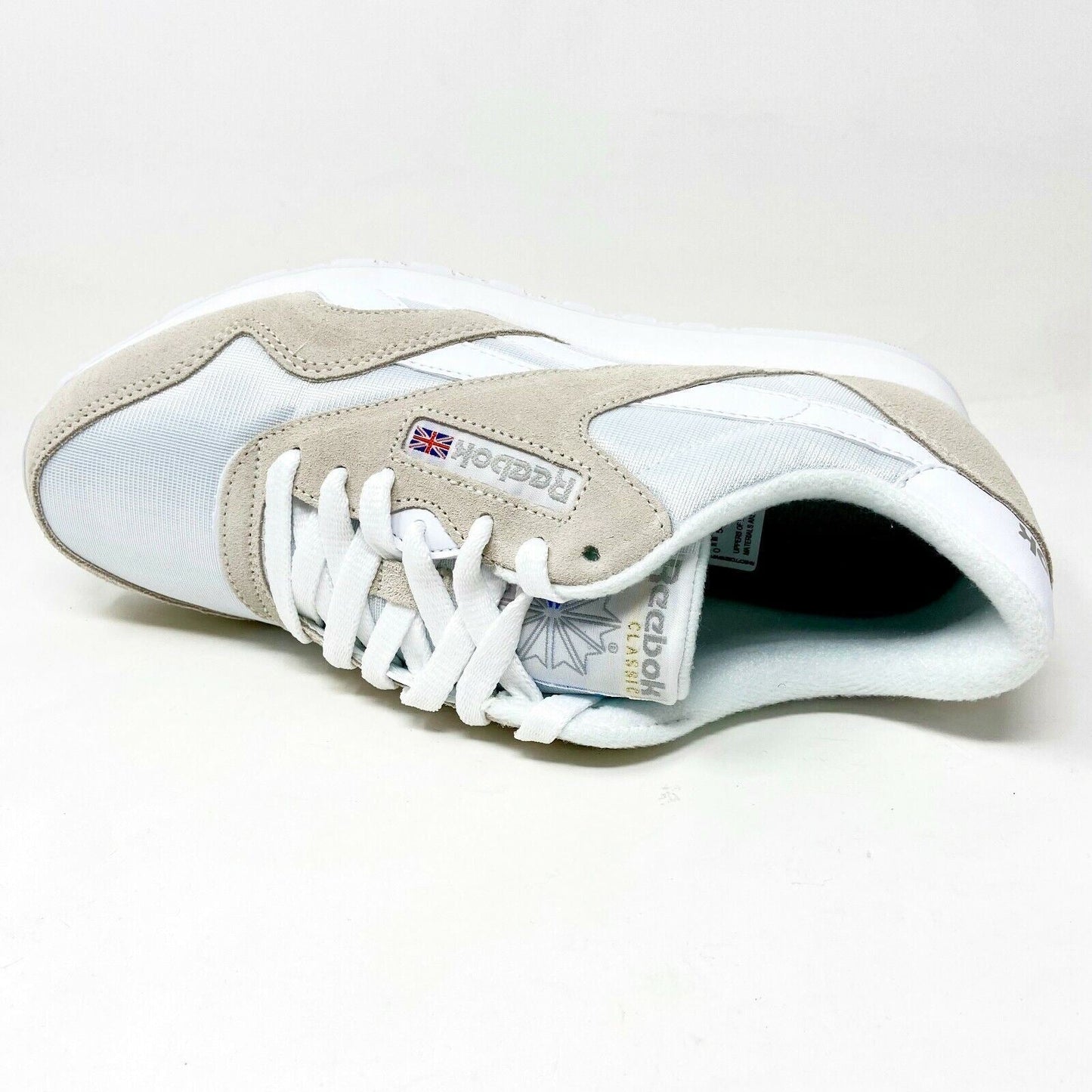 Reebok Classic Nylon White Light Grey Mens Casual Sneakers 6390