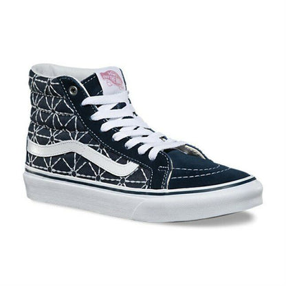 VANS Sk8 Hi Slim (Quilted Denim) Dress Blues Zephyr White Womens Casual Sneakers