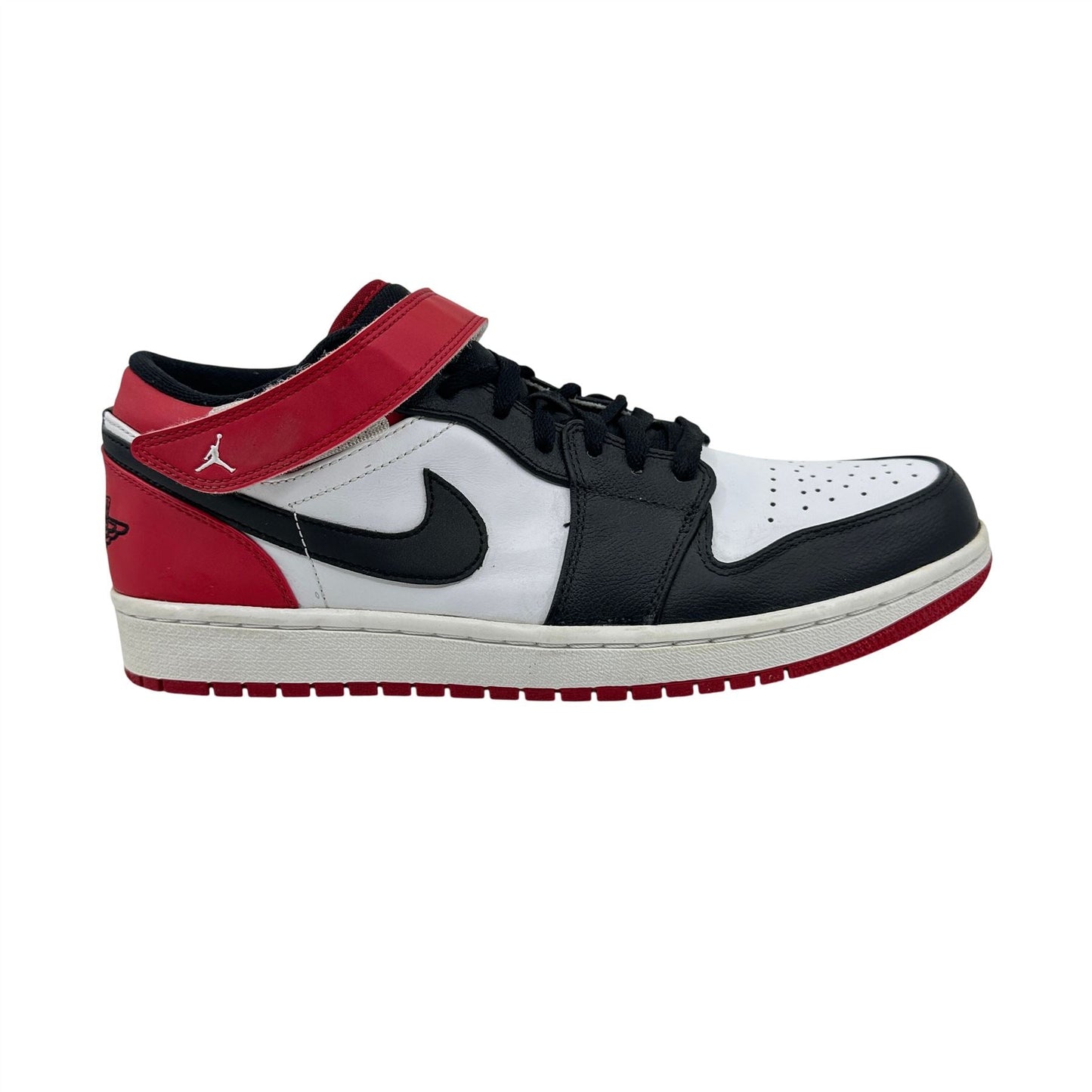 Jordan 1 Strap Low White Black Gym Red Mens Athletic Bred Sneaker
