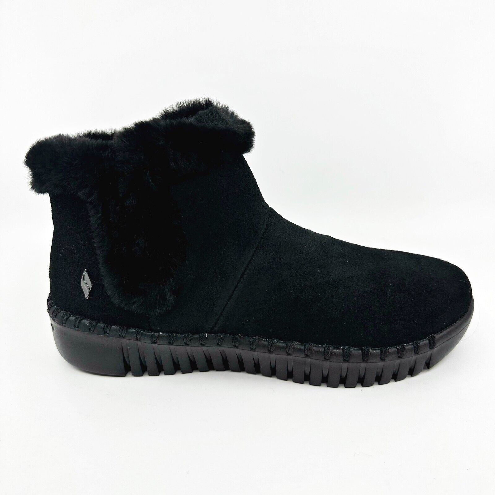 Skechers Go Walk Smart Love Affair Black Womens Size 6.5 Faux Fur Booties