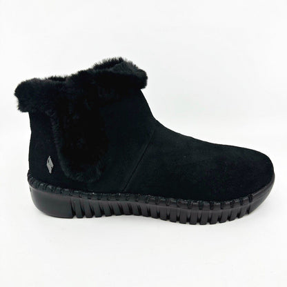 Skechers Go Walk Smart Love Affair Black Womens Size 6.5 Faux Fur Booties