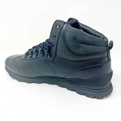 Clae Robinson Black Tumbled Leather Mens Casual Sneakers