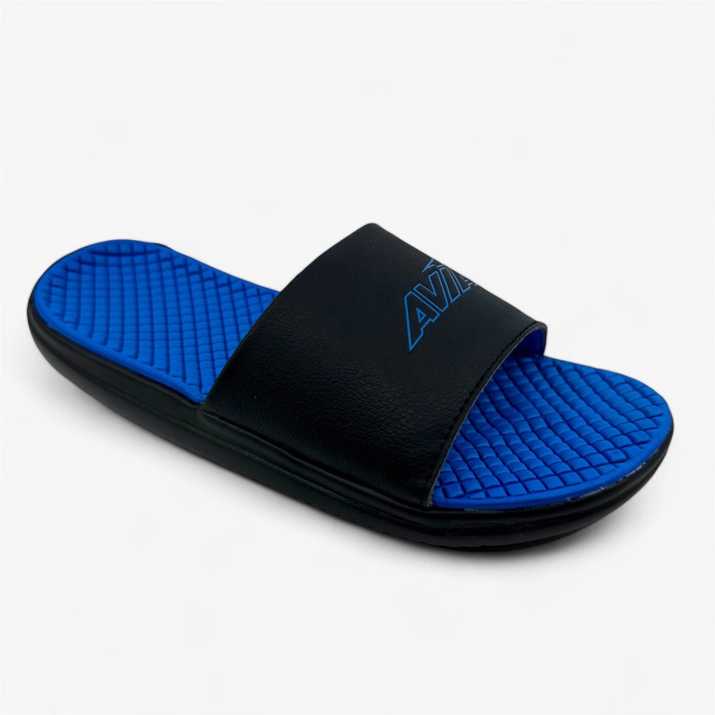 Avia Dual Density Slide Jet Black Ibiza Blue Kids Boys Sandal Slide