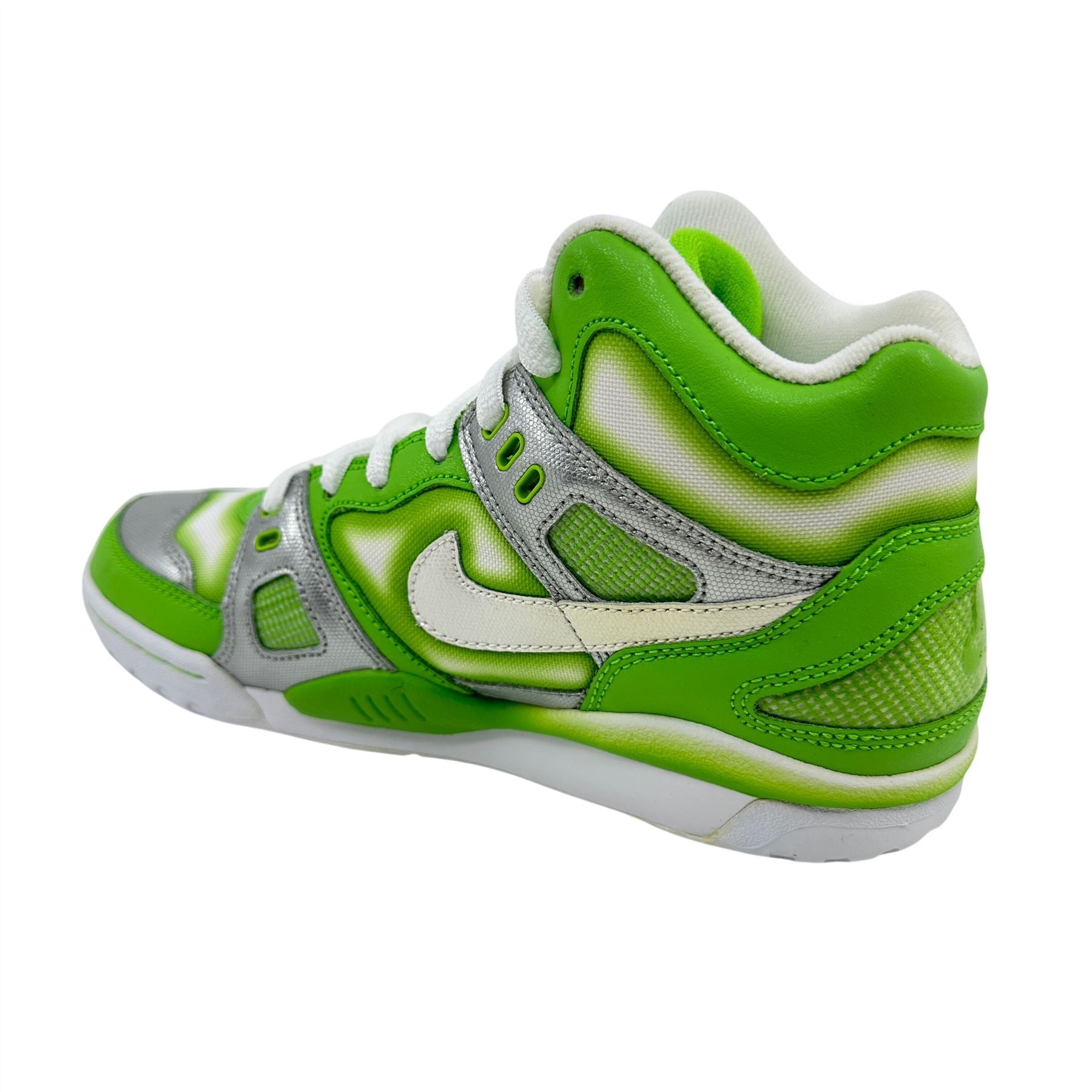 Nike Air Digs High Green White Metallic Silver Womens Athletic Sneaker