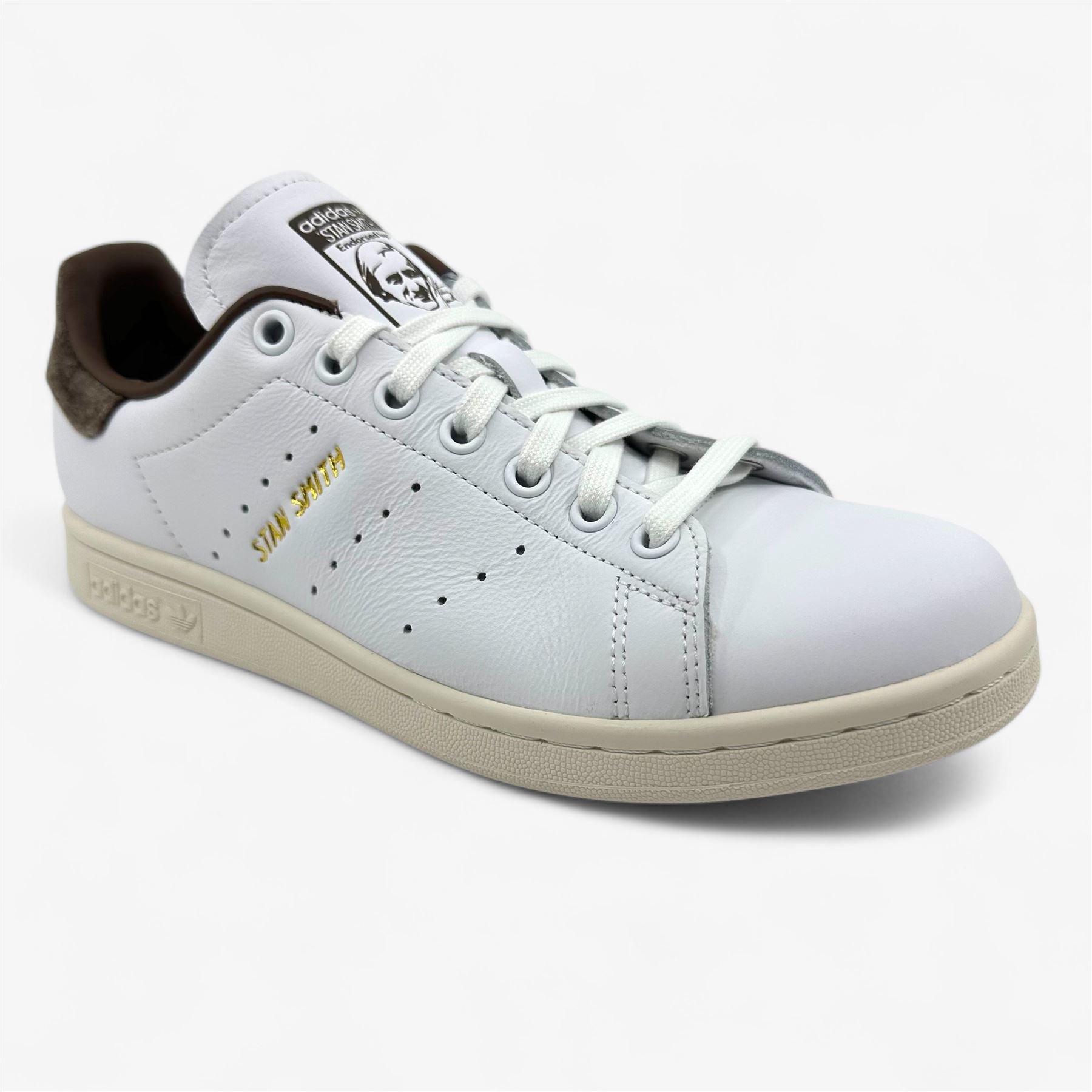 Adidas Stan Smith Cloud White Gold Brown Womens Athletic Sneaker