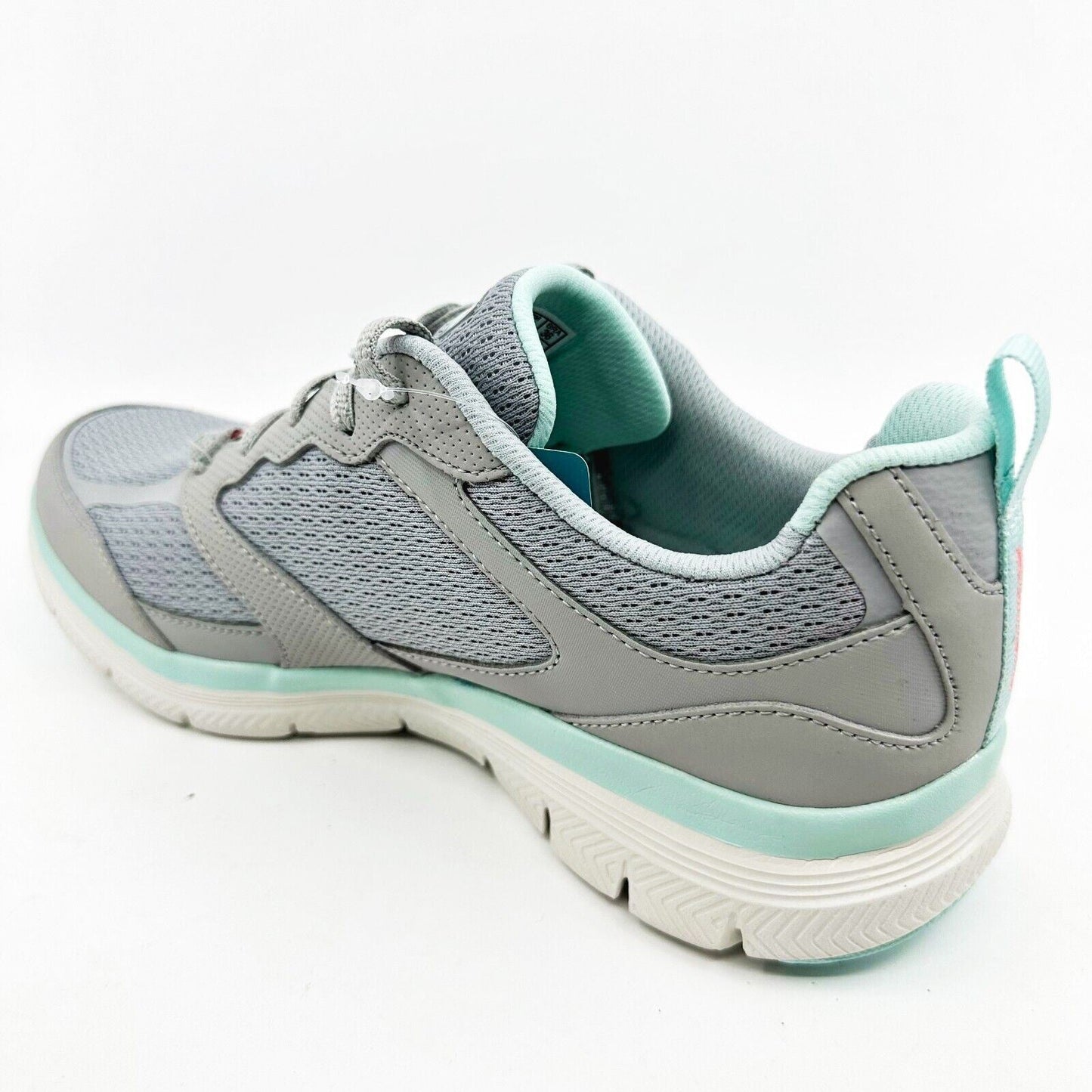 Skechers Flex Appeal 4.0 Active Flow Gray Light Blue Womens Wide Sneakers