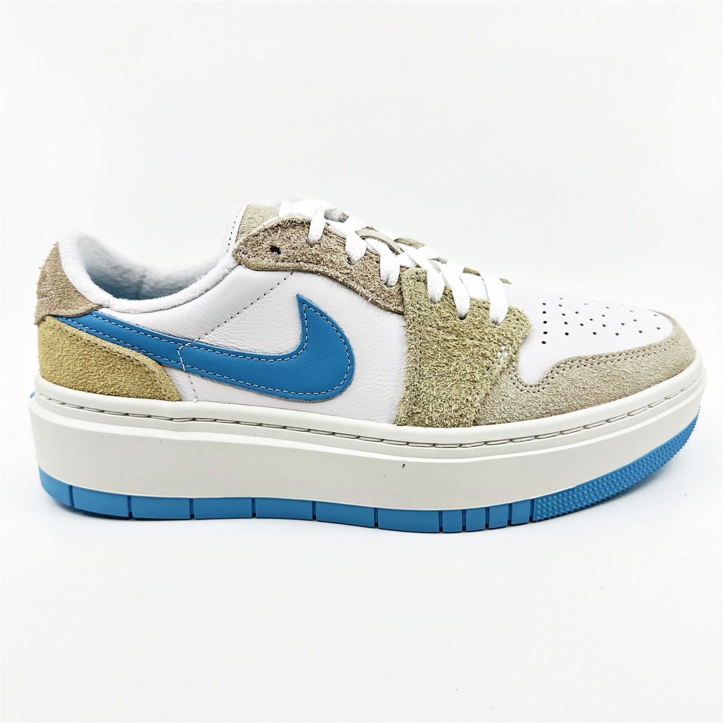 Jordan Air Jordan 1 Elevate Low SE White Baltic Blue Sanddrift Womens Athletic Sneaker