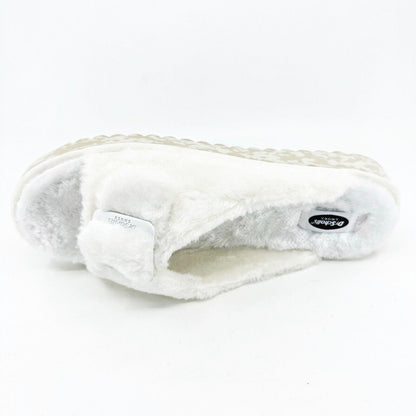 Dr Scholls Staycay OG Tofu White Faux Fur Womens Slippers Slide Sandals