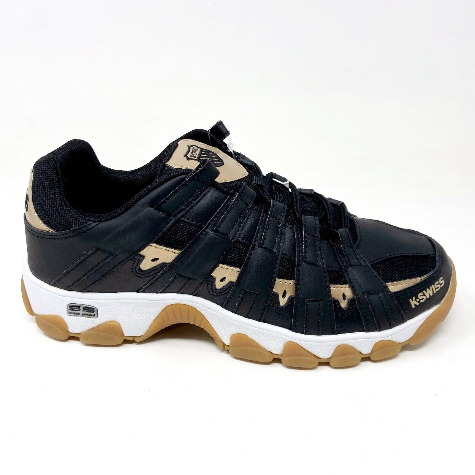 K-Swiss ST429 Black Gold Mens Athletic Casual Sneakers 03181 015