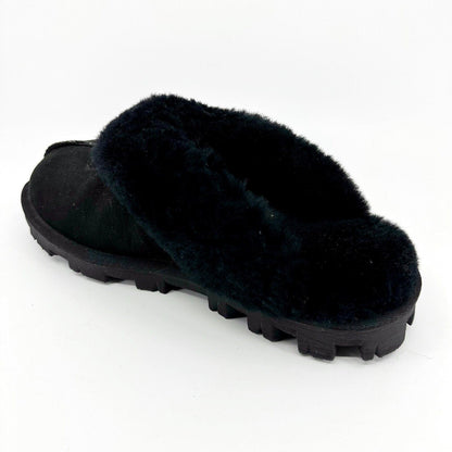 UGG Coquette Black Womens Suede Sheepskin Comfy Slippers 5125W BLK