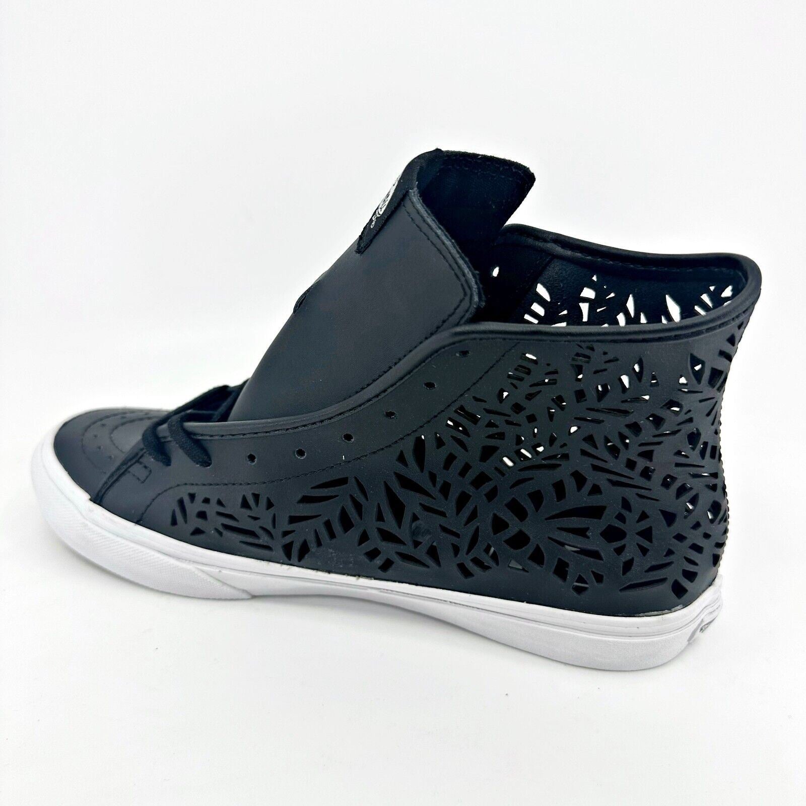 VANS Sk8 Hi Decon Slim (Cut-out) Leaves Black Leather Womens Shoes
