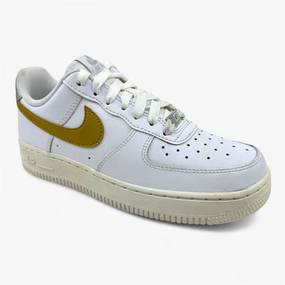 Nike Air Force 1 '07 White Metallic Gold Womens Size 7 Athletic Sneaker