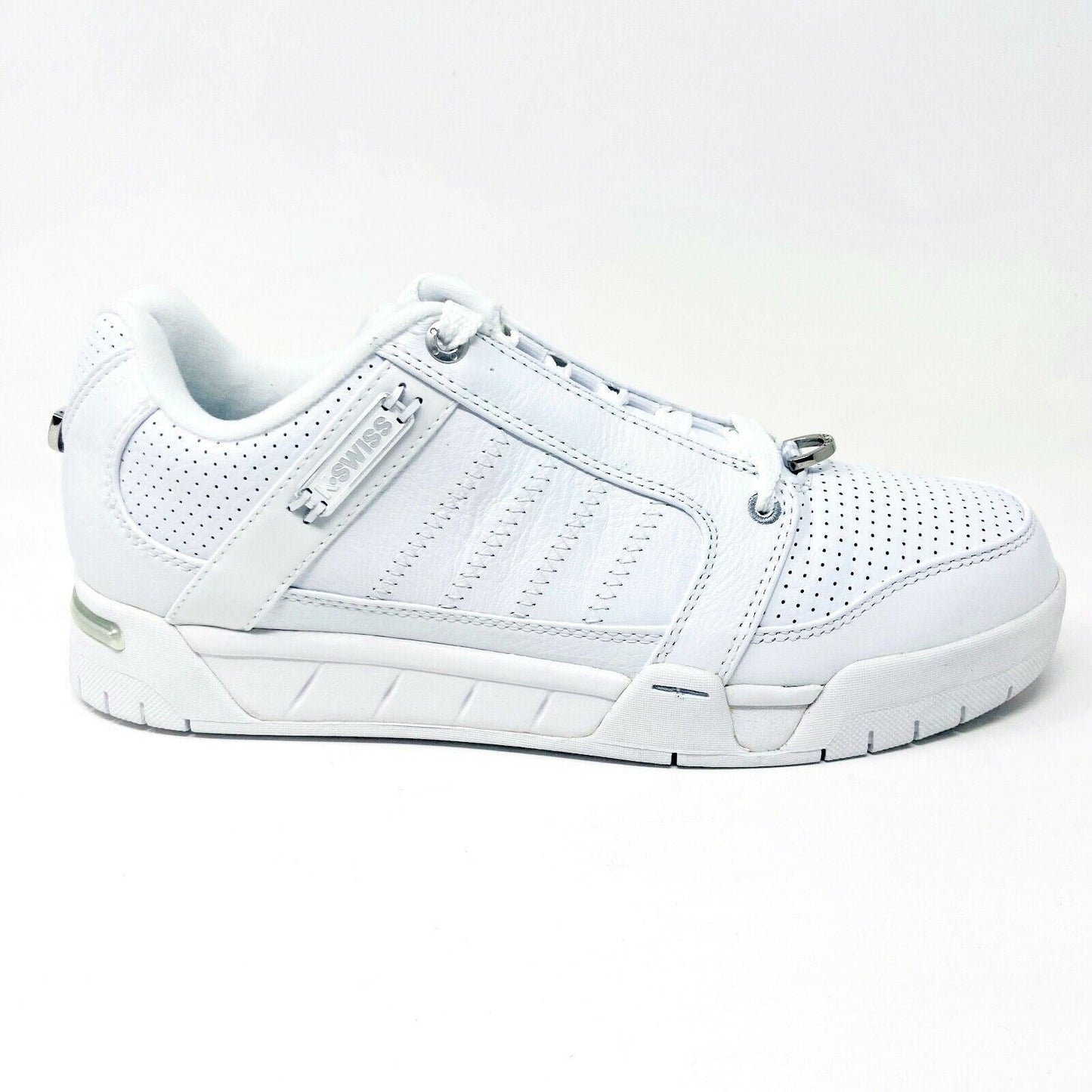 K-Swiss Talbert White Platinum Leather Mens  Retro Casual Sneakers 01763147