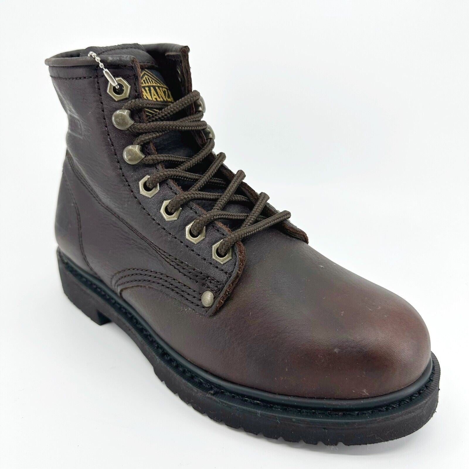 Bonanza 6" Round Steel Toe Brown Mens Leather Waterproof Work Boots
