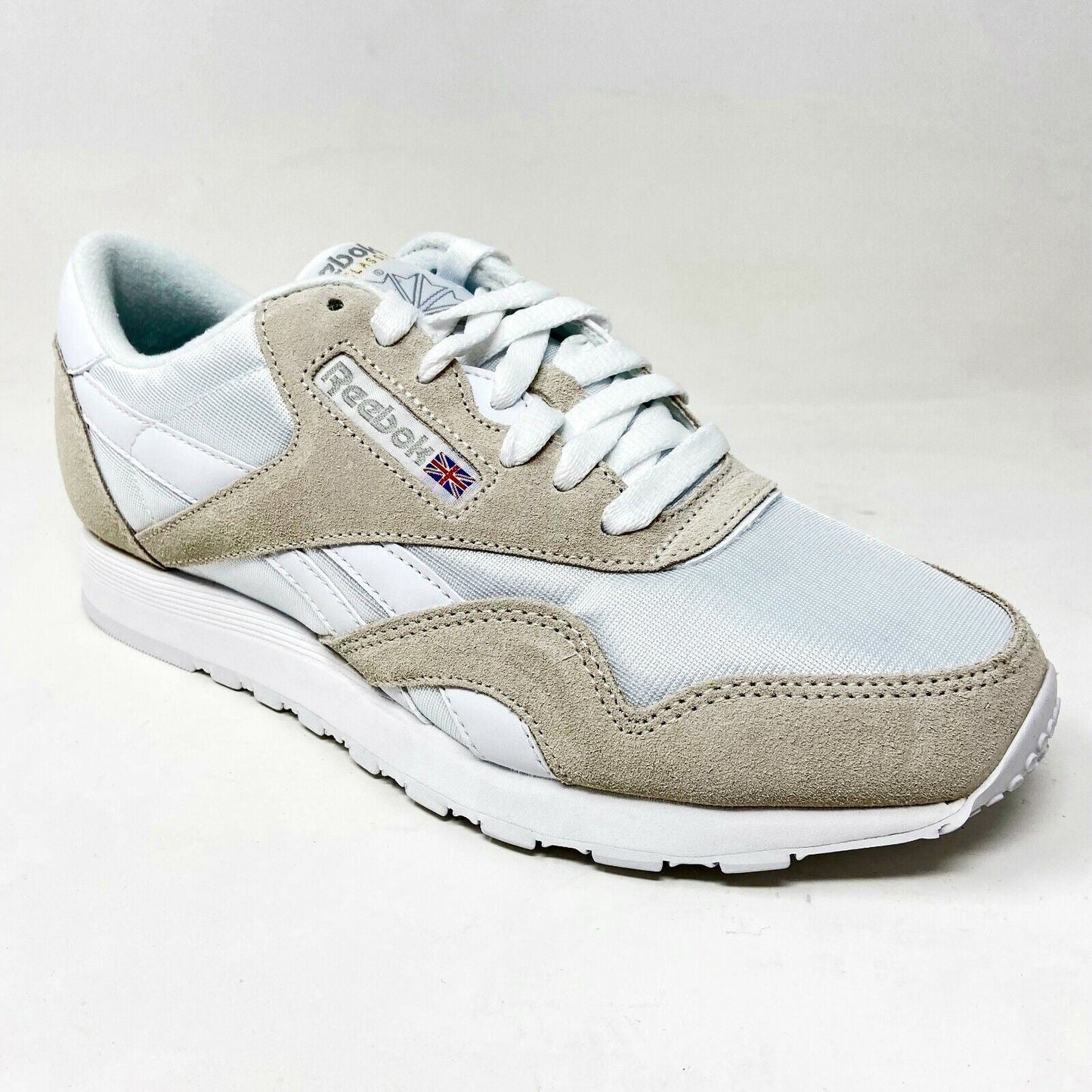 Reebok Classic Nylon White Light Grey Mens Casual Sneakers 6390