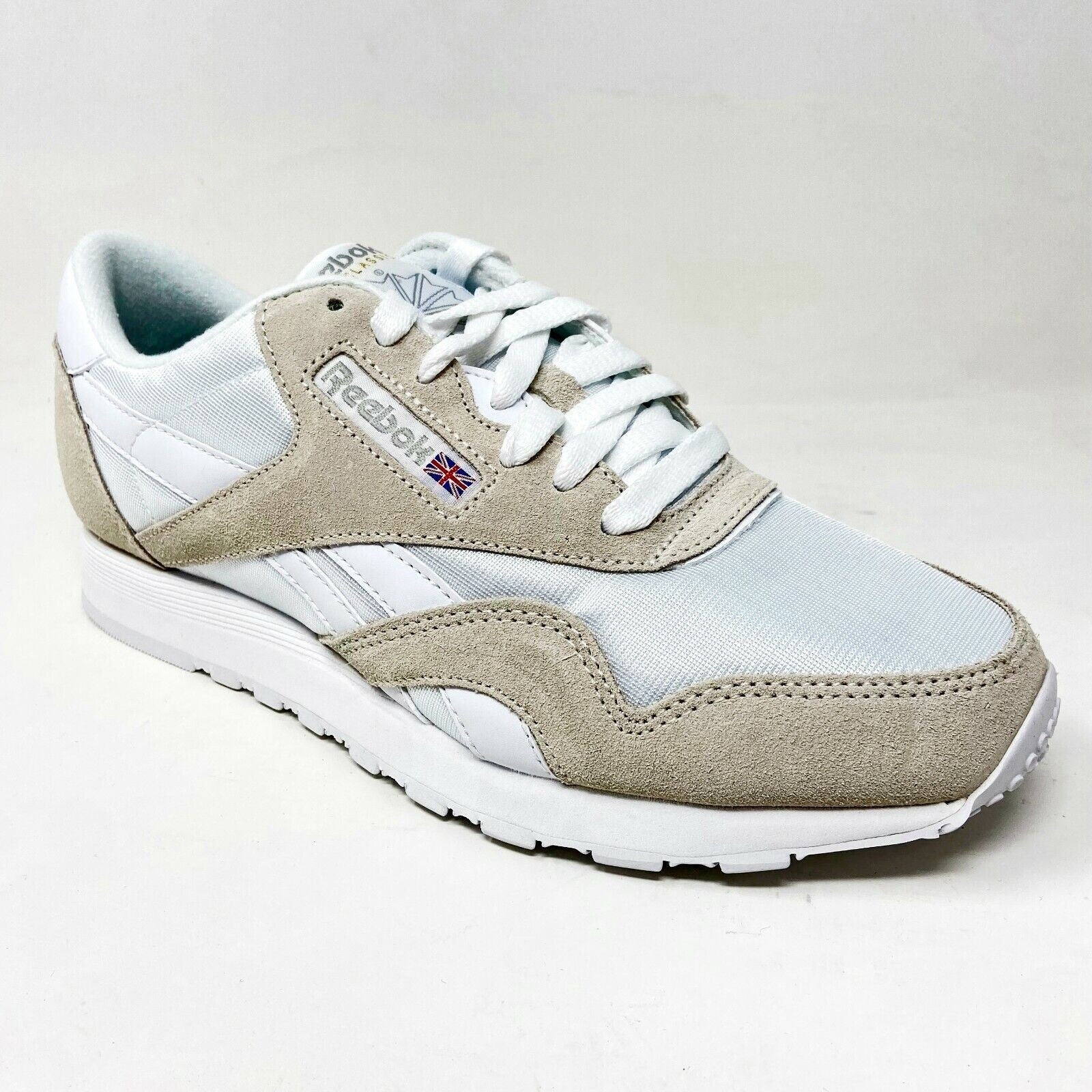 Reebok Classic Nylon White Light Grey Mens Casual Sneakers 6390