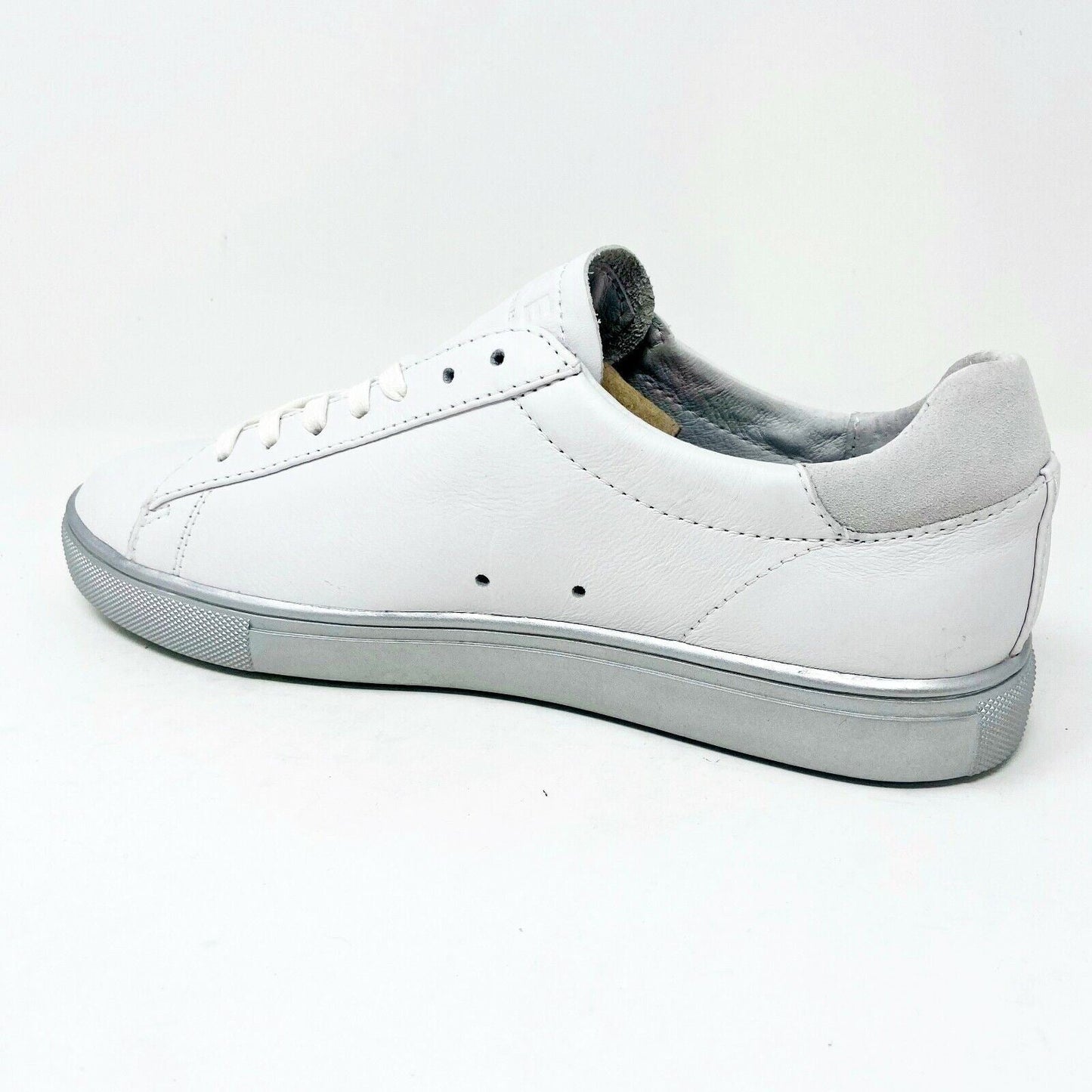 Clae Bradley White Silver Mens Premium Casual Sneakers