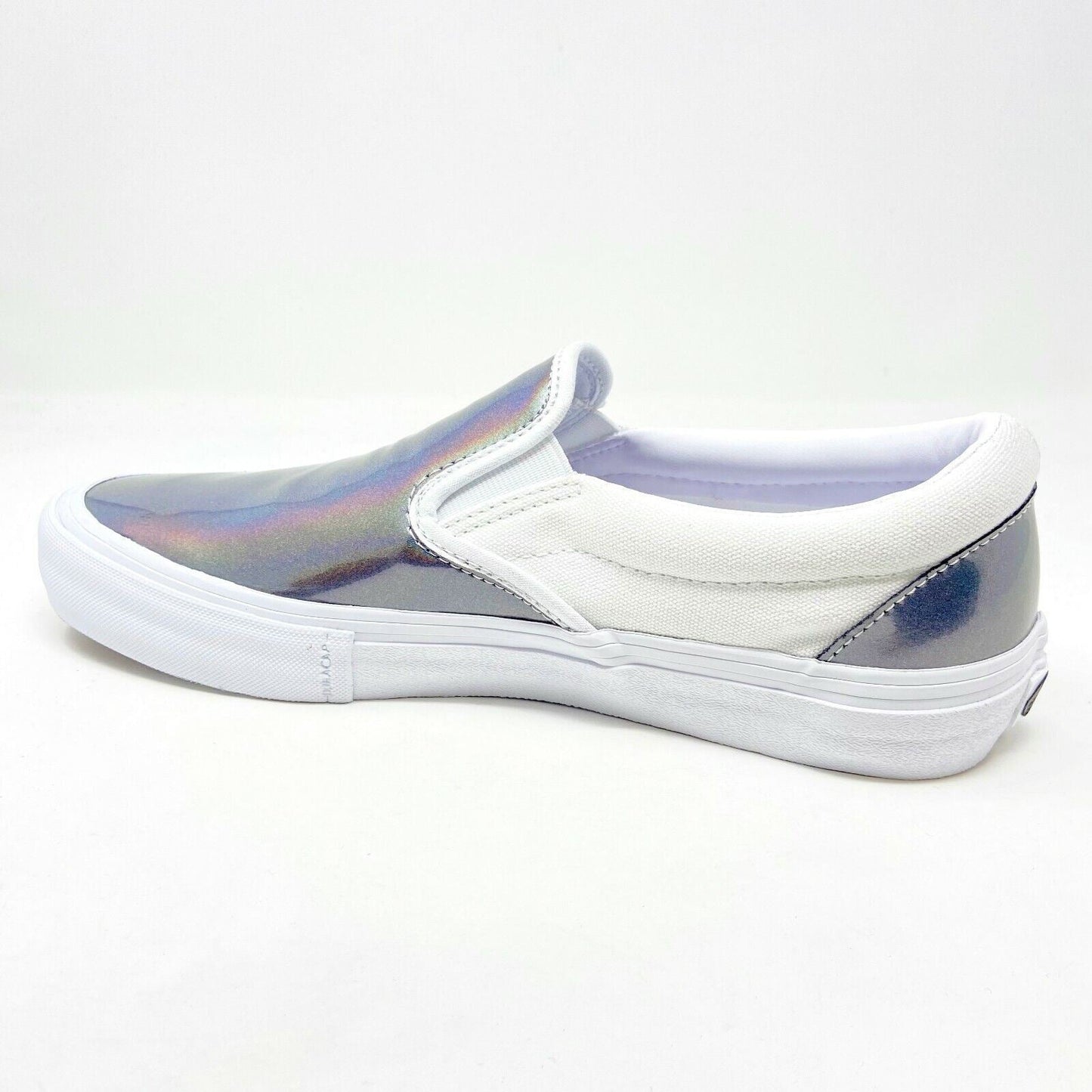 Vans Slip On Pro (Iridescent) Silver True White Mens Laceless Casual Shoes