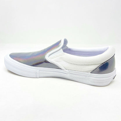 Vans Slip On Pro (Iridescent) Silver True White Mens Laceless Casual Shoes