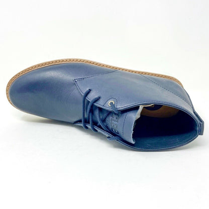 Clae Strayhorn Vibram Deep Navy Leather Mens Mid Premium Casual Sneakers