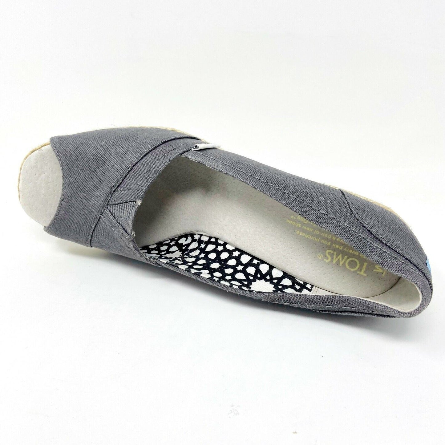Toms Wedge Ash Canvas Womens Open Toe Heel Casual Booties