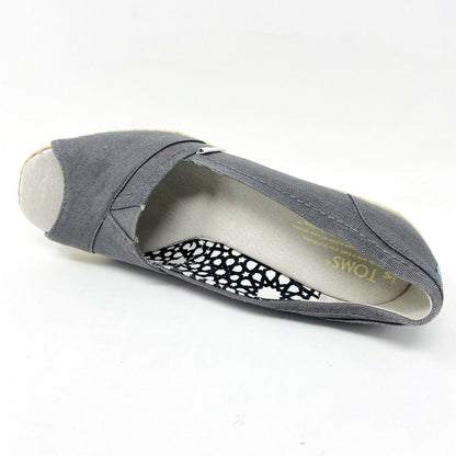 Toms Wedge Ash Canvas Womens Open Toe Heel Casual Booties
