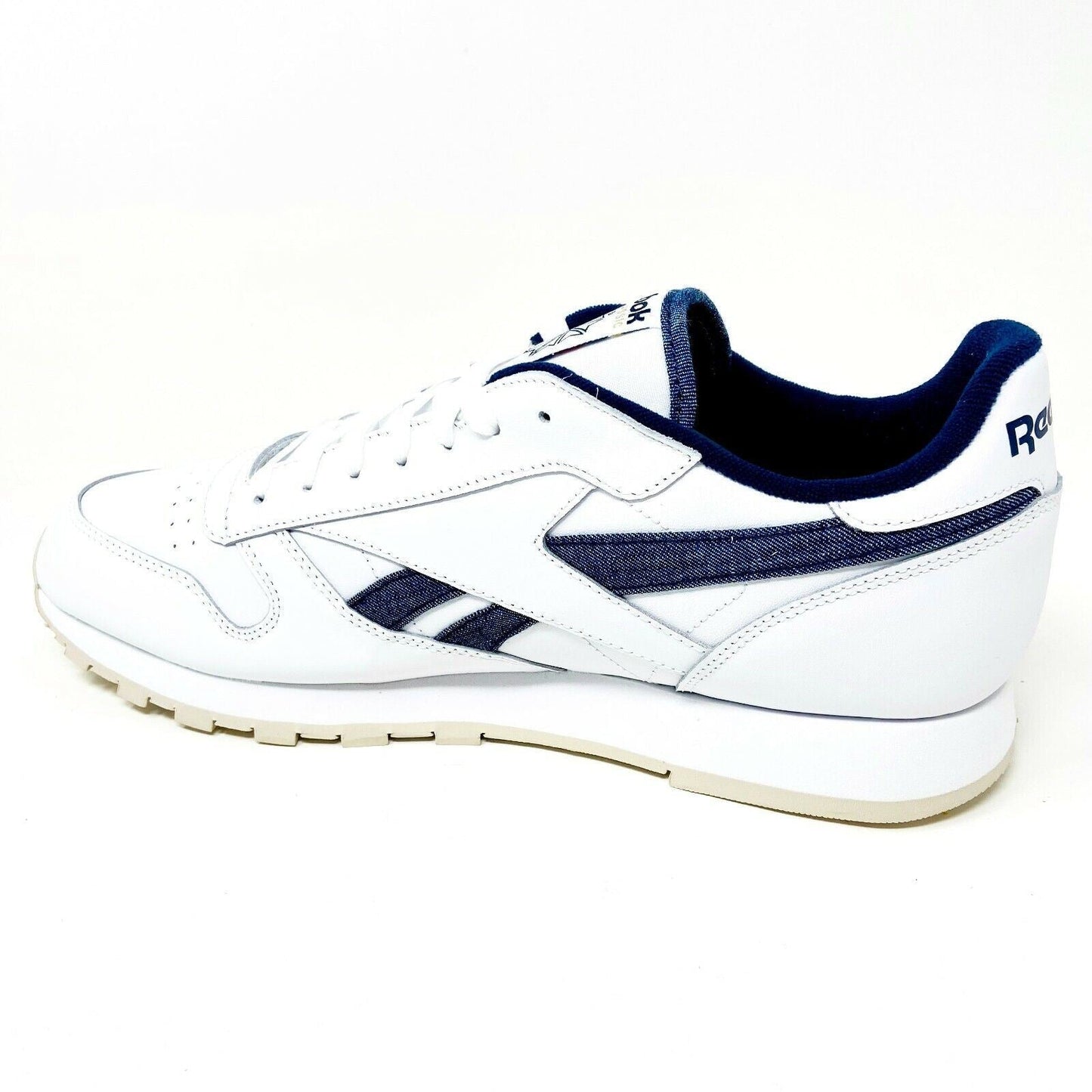 Reebok Classic White Denim Blue Leather Mens Casual Sneakers FX1294