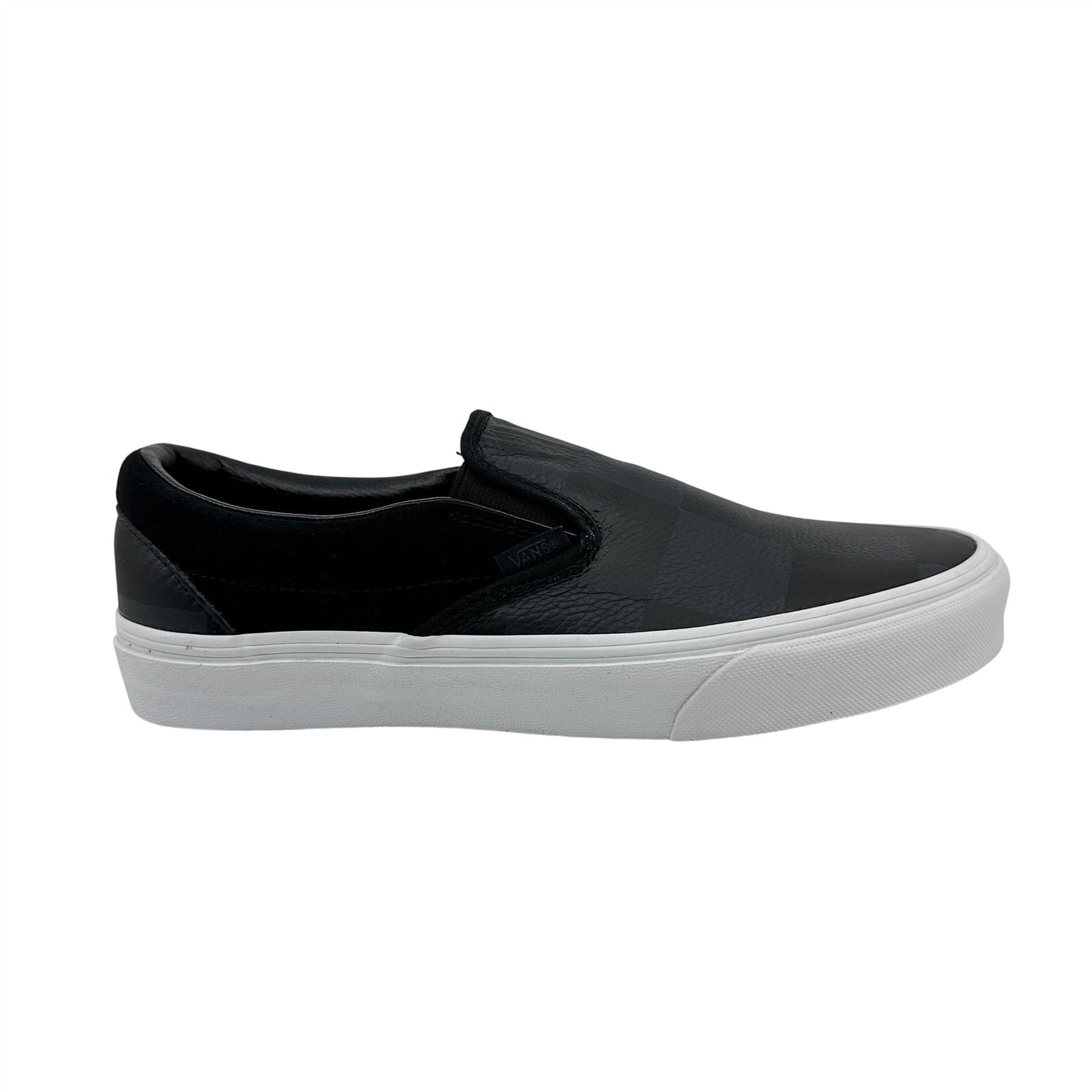 VANS Classic Slip On Leather Suede Checkerboard Asphalt Black Mens Sneaker
