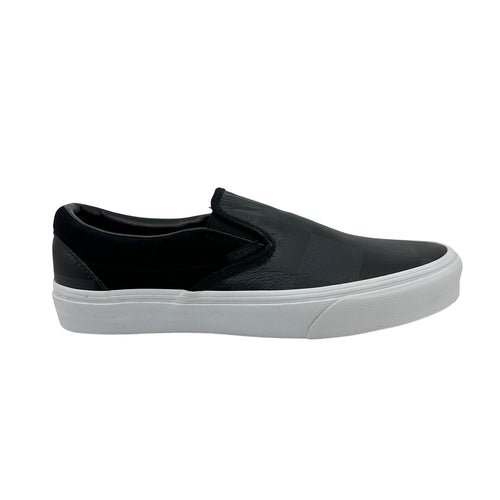 VANS Classic Slip On Leather Suede Checkerboard Asphalt Black Mens Sneaker