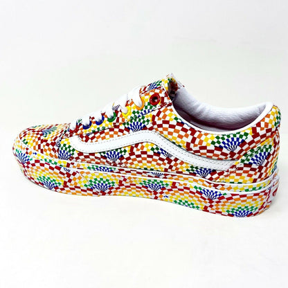 Vans Old Skool Platform (Pride) Multi True White Multi LGBTQ Womens Casual Shoes