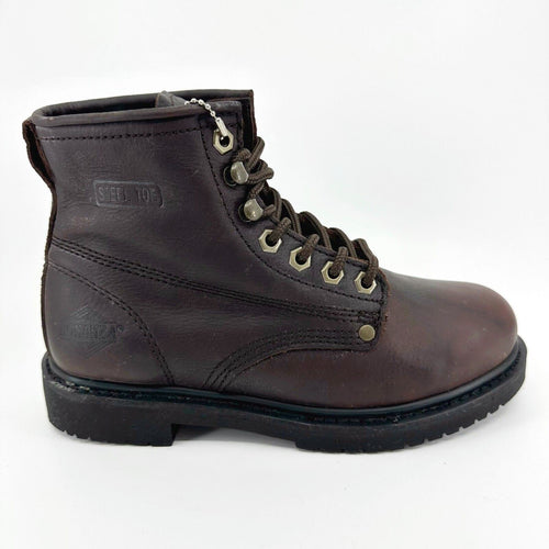 Bonanza 6" Round Steel Toe Brown Mens Leather Waterproof Work Boots