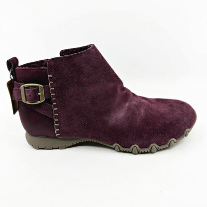 Skechers Bikers MC Embracing Burugndy Womens Wide Ankle Booties Shoes
