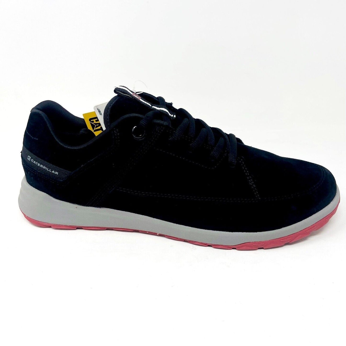 Caterpillar CAT Quest Black Red Mens Suede Casual Shoes Sneakers P724162