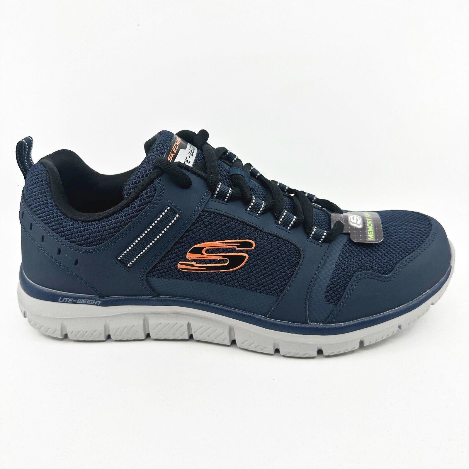 Skechers Track Knockhill Navy Orangre Mens Size 13 Athletic Sneakers