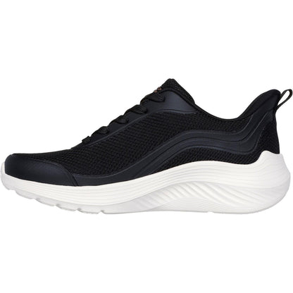 Women's Wide Fit Skechers 117483 Bobs Sport Squad Waves Still Wading Trainers
