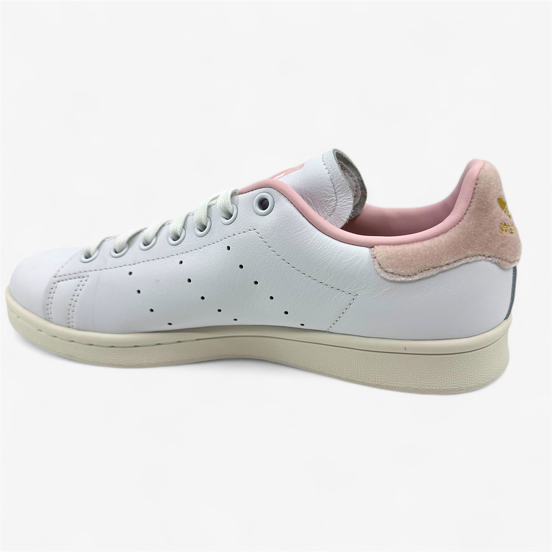 Adidas Stan Smith Cloud White Gold Pink Womens Athletic Sneaker
