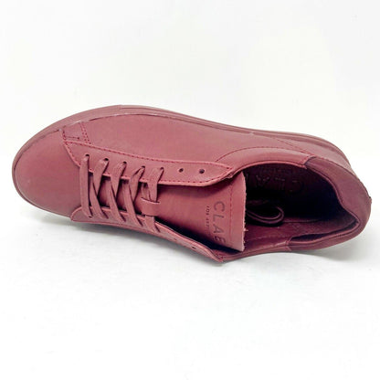 Clae Bradley Merlot Full Grain Leather Red Mens Premium Casual Sneakers