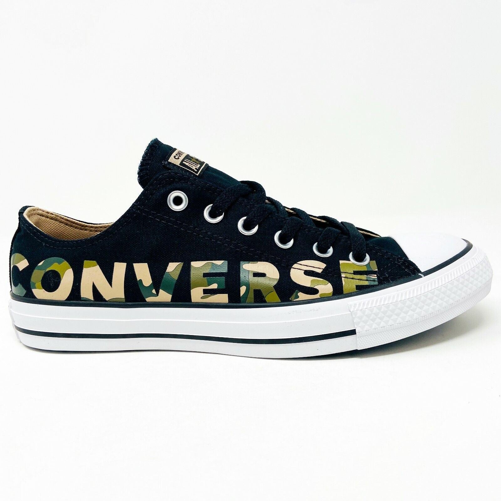Converse Chuck Taylor All Star Ox Camo Print Black Logo Womens Sneakers 166234F