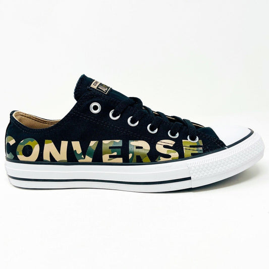 Converse Chuck Taylor All Star Ox Camo Print Black Logo Womens Sneakers 166234F