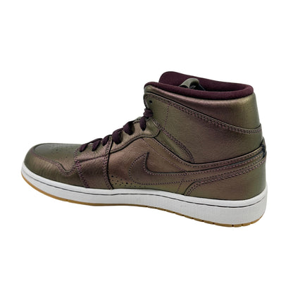 Jordan 1 Mid Nouveau Burgundy White Mens Athletic Sneaker