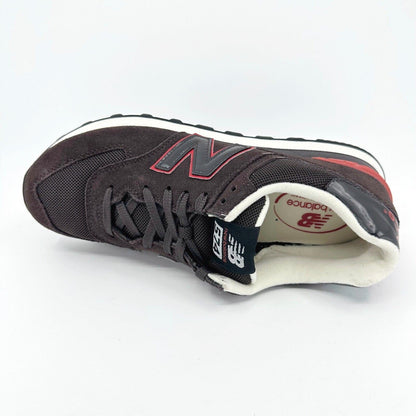 New Balance 574 Classics Brown Red Suede Mens Retro Sneakers ML574CCR