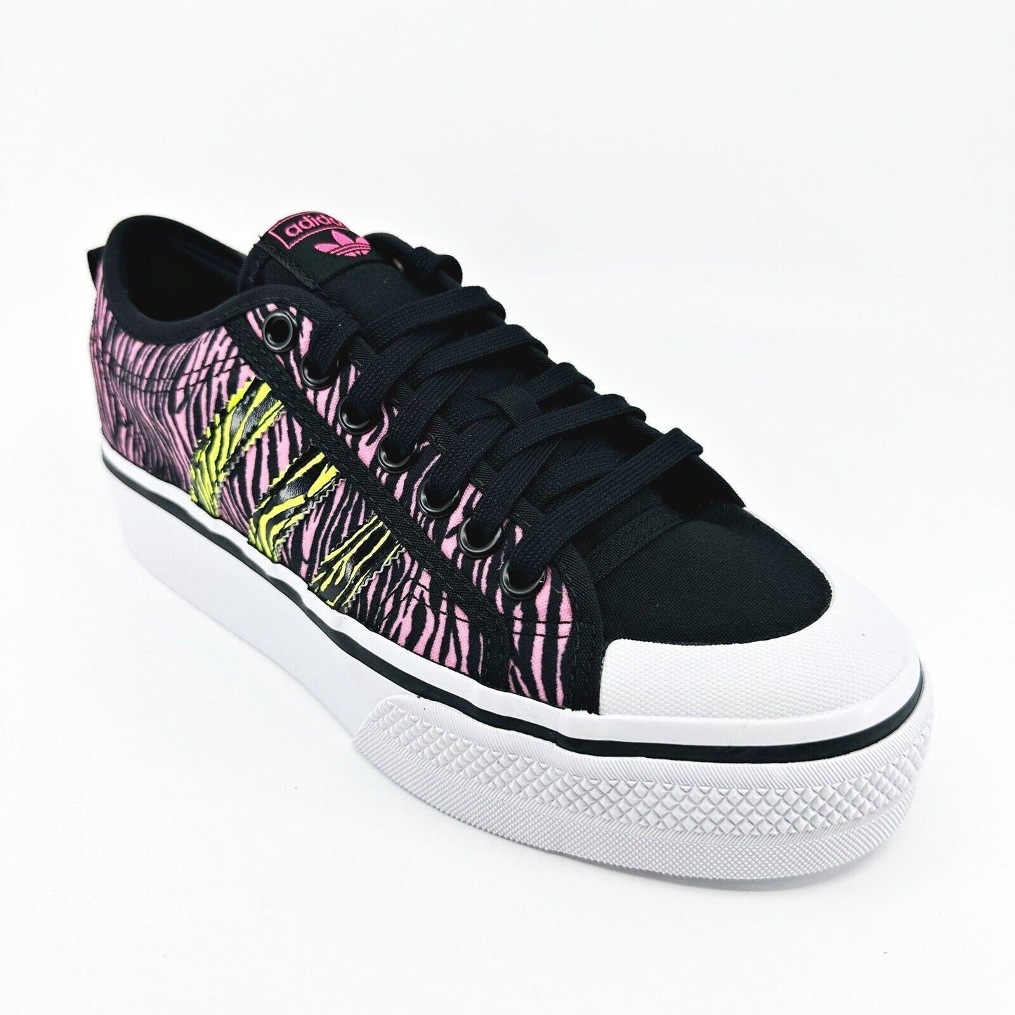 Adidas Originals Nizza Platform Black Yellow Pink Zebra Womens Sneakers IE9626