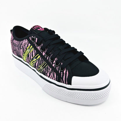 Adidas Originals Nizza Platform Black Yellow Pink Zebra Womens Sneakers IE9626