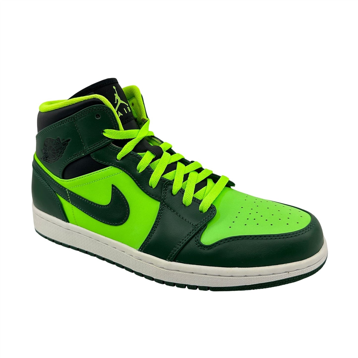 Jordan 1 Mid George Green Black Mens Athletic Hulk Sneaker