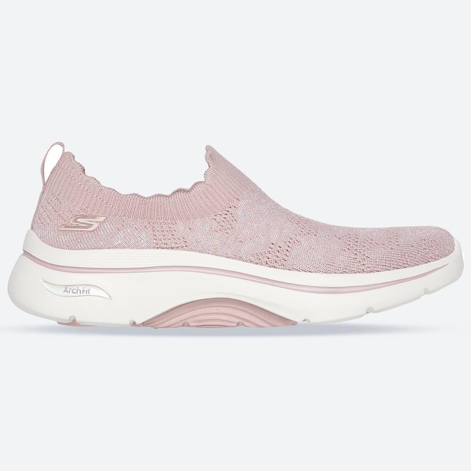 Women's Wide Fit Skechers 125329 Go Walk Arch Fit 2.0 Rosa Linda Trainers