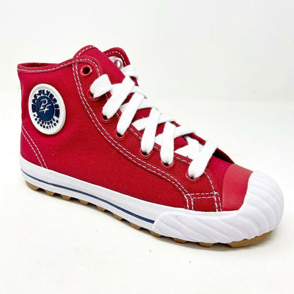 PF Flyers Grounder Hi Reis Red White Kids Casual Retro Sneakers PK11GH4B