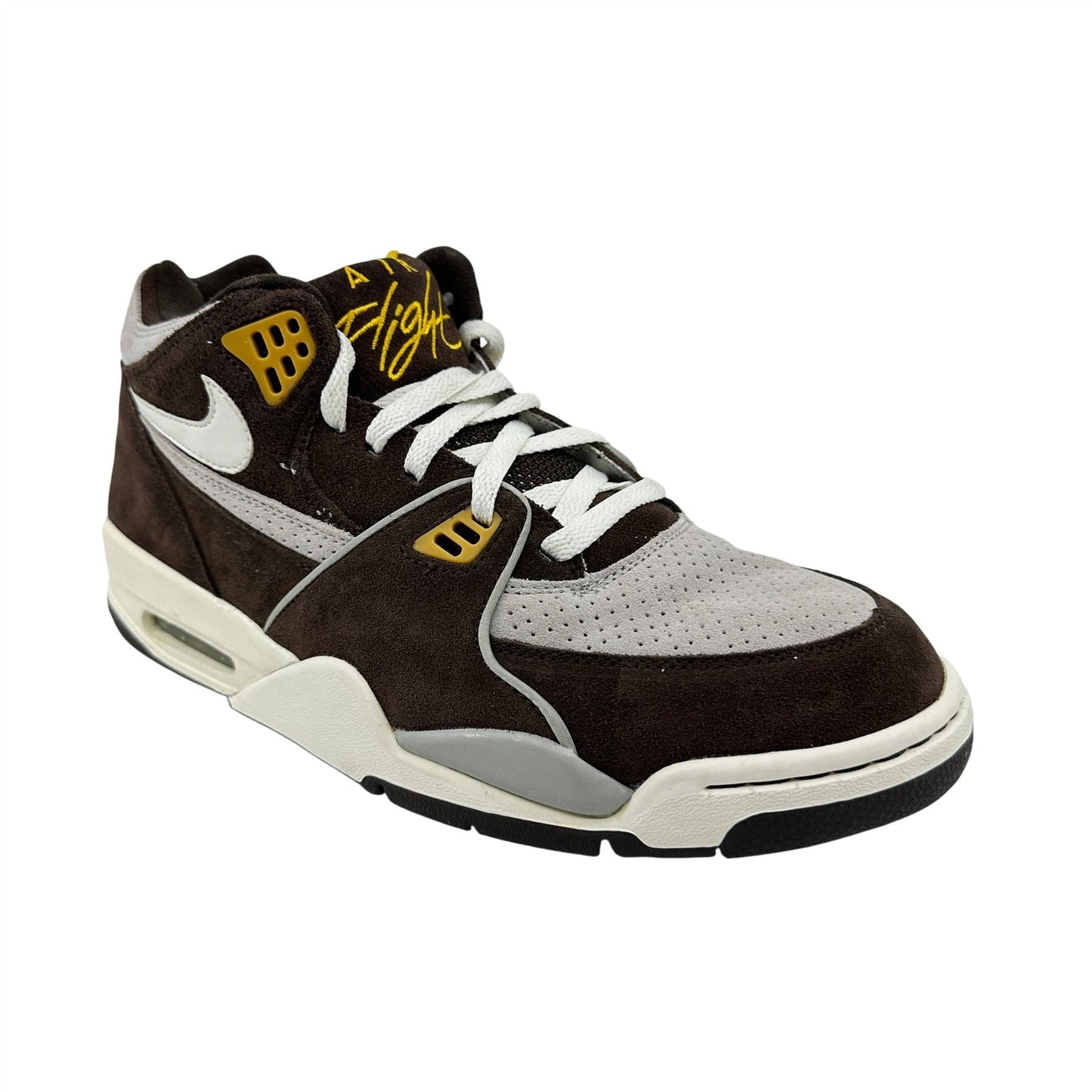 Nike Air Flight '89 A Dark Cinder Brown Yellow Mens Athletic Sneaker