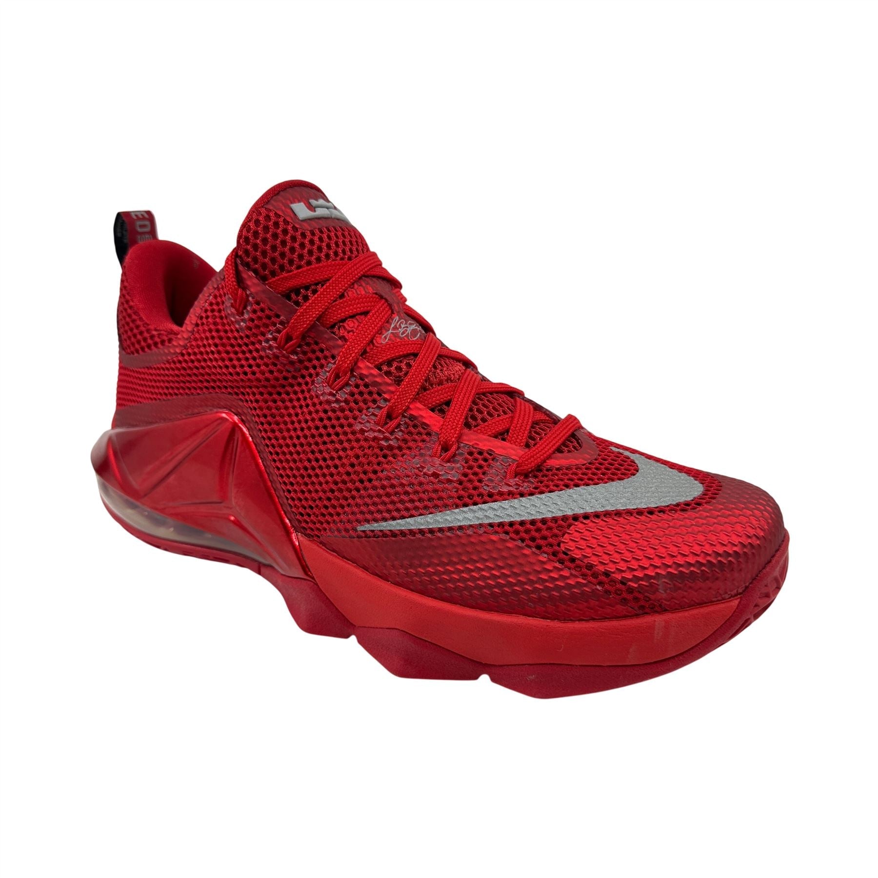 Nike Lebron XII Low Unversity Red Silver Mens Size 11 Athletic Sneaker