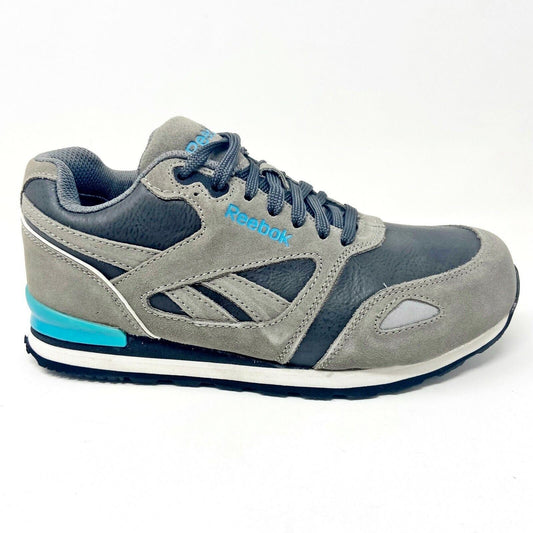 Reebok Work Prelaris Grey Blue Retro Womens Size 7.5 Wide Comp Toe Shoes SRB977