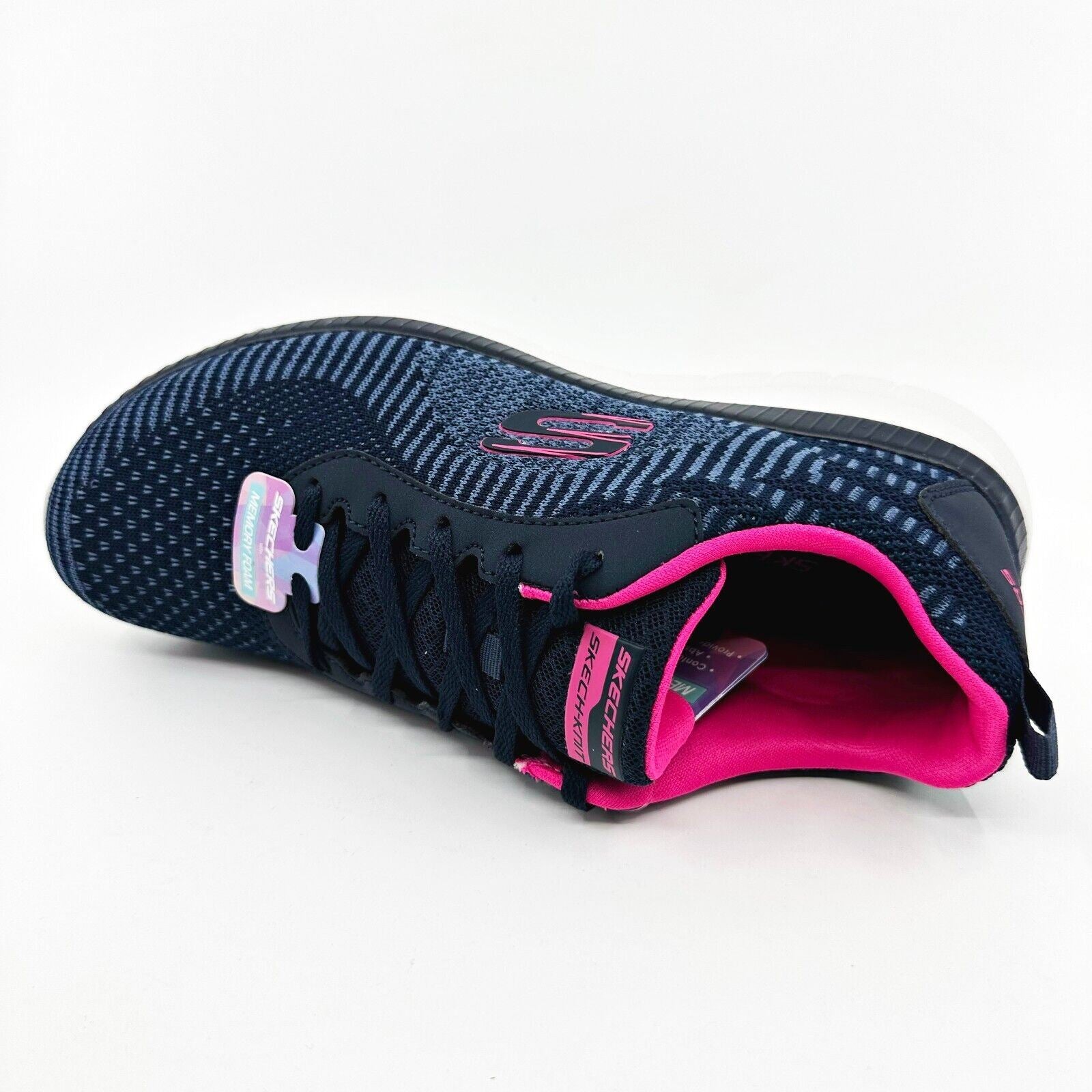Skechers Bontiful Purist Navy Hot Pink Womens Athletic Shoes
